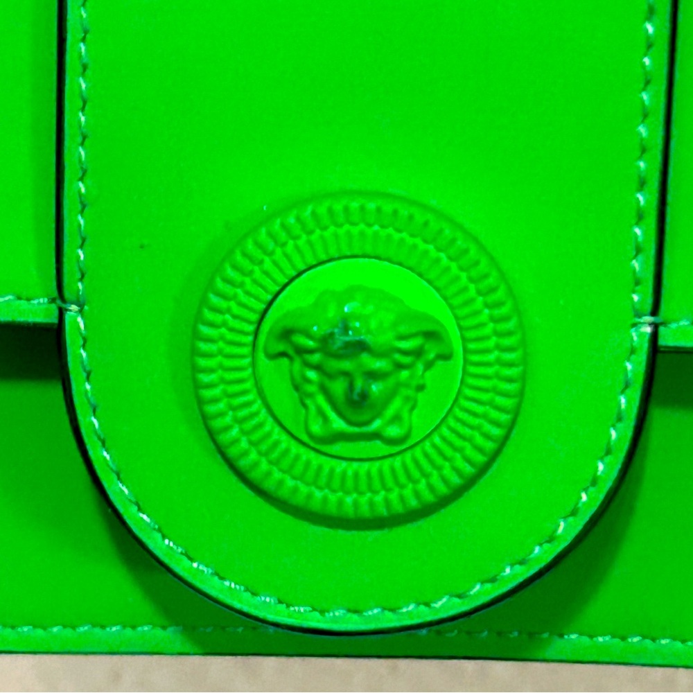 SOLD❤️ VERSACE Medusa Mini Bag Neon Lime Green Leather RFID + COA - Picture 16 of 16